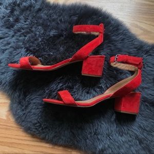 Bright red lil block heel sandals